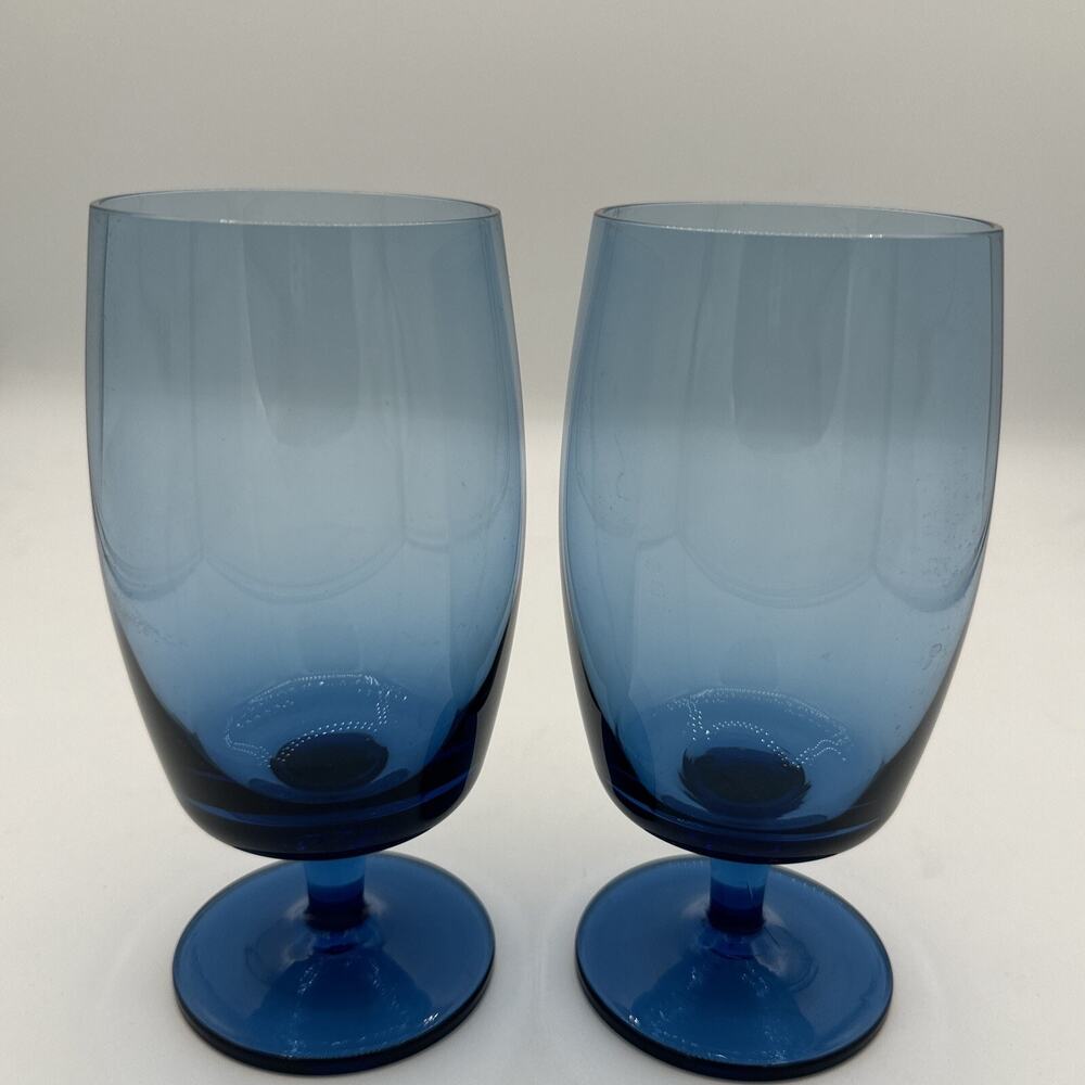 MCM Cobalt Blue Gobbler Wine Glasses Set Of 2